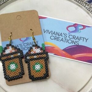 Starbucks Carmel macchiato theme earrings